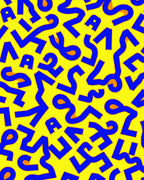Bold Blue Abstract Shapes Yellow Background Rug