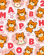 Orange Tigers Alphabet Circles Rug