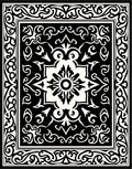 Classic Black White Medallion Border Design Rug