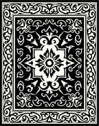 Classic Black White Medallion Border Design Rug