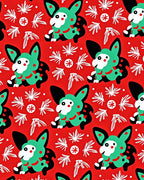 Red Green Bunny Botanical Scatter Rug