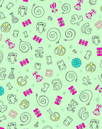 Whimsical Pink Yellow Swirls Folk Rug