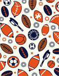 Orange Navy Sports Balls Collage Rug