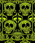 Neon Yellow Skull Symmetrical Repeat Rug