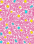 Whimsical Pink Cartoonish Elements And Flowers Rug