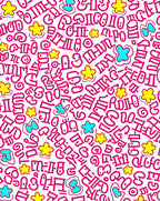 Whimsical Pink Cartoonish Elements And Flowers Rug