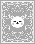 Whimsical White Feline Symmetry Rug