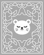 Whimsical White Feline Symmetry Rug