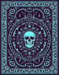 Cyan Skull Ornate Mandala Rug
