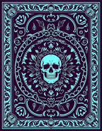 Cyan Skull Ornate Mandala Rug