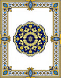 Royal Blue Golden Mandala Frame Rug