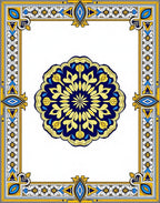 Royal Blue Golden Mandala Frame Rug