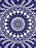 Deep Blue White Mandala Circular Rug