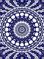 Deep Blue White Mandala Circular Rug