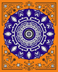 Vibrant Orange Indigo Mandala Stars Rug