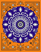 Vibrant Orange Indigo Mandala Stars Rug