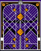 Art Deco Basketball Purple Orange Geometric Rug