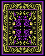 Vibrant Yellow Purple Intertwined Vines Rug