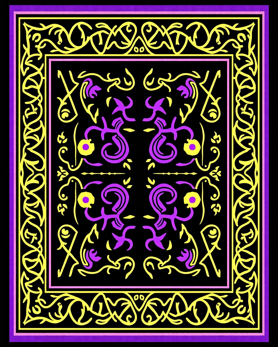 Vibrant Yellow Purple Intertwined Vines Rug