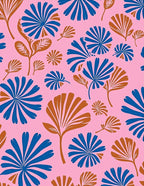 Mid Century Blue Bronze Fan Flora Rug