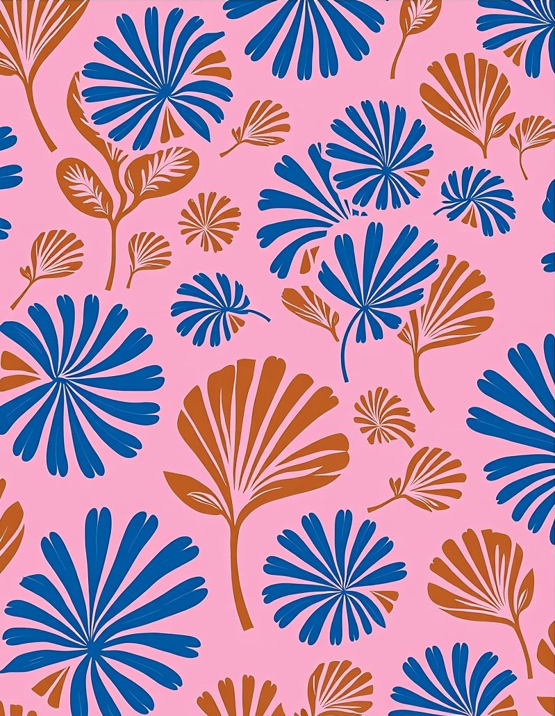 Mid Century Blue Bronze Fan Flora Rug