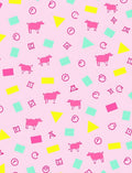 Pink Cow Geometric Shapes Playful Rug