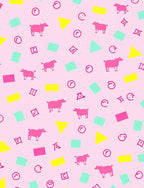 Pink Cow Geometric Shapes Playful Rug