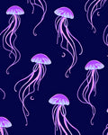 Vibrant Pink Jellyfish Deep Blue Sea Rug