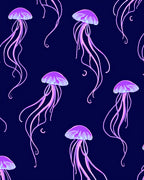 Vibrant Pink Jellyfish Deep Blue Sea Rug