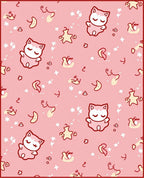 Whimsical Pink Cat Starry Night Rug