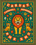 Crimson Lion Circus Banners Rug