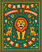 Crimson Lion Circus Banners Rug