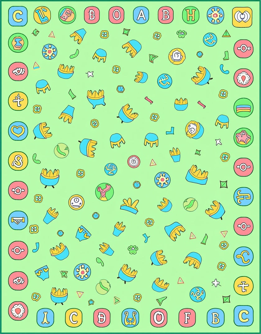 Whimsical Colorful Abstract Icons Rug