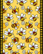 Cute Yellow Bee Flower Garden Rug