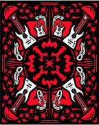Red Black Rock Star Guitar Rug