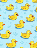 Whimsical Yellow Duckling Water Pattern Rug