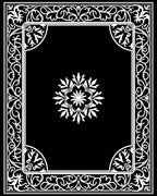 Ornate White Floral Medallion Border Rug