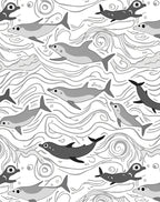 Gray Dolphin Aquatic Swirls Rug