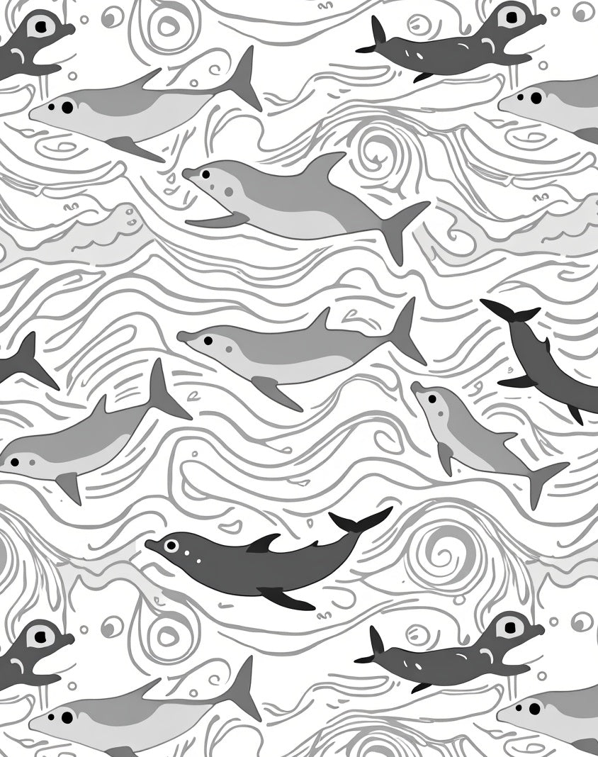 Gray Dolphin Aquatic Swirls Rug