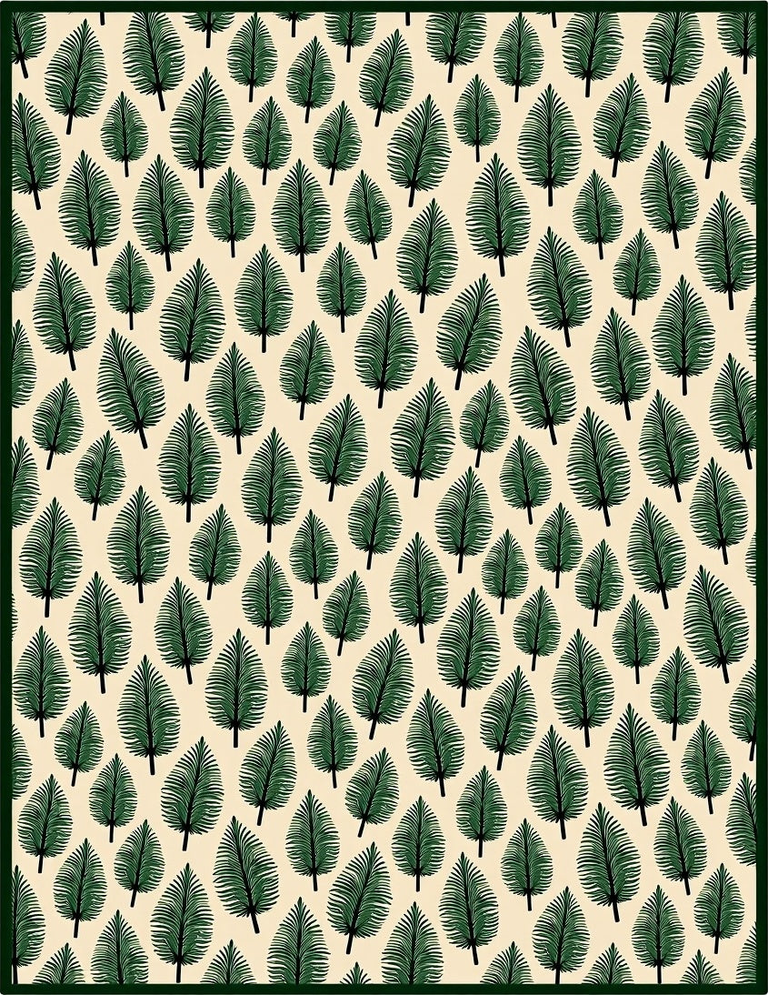 Green Fern Botanical Repeating Pattern Rug