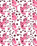Pink Cats And Flowers Repeat Rug