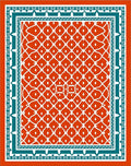 Vibrant Coral Lattice Border Rug