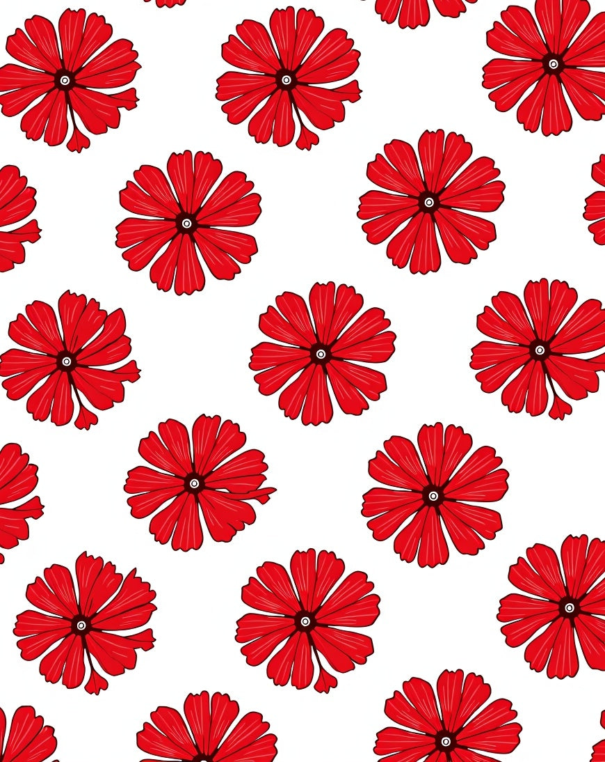 Bold Red Petal Flower Collection Rug