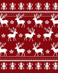 Crimson Reindeer Snowflake Scandinavian Rug
