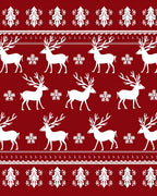 Crimson Reindeer Snowflake Scandinavian Rug