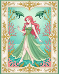 Oceanic Mermaid Coral Turtle Frame Rug