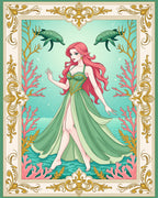 Oceanic Mermaid Coral Turtle Frame Rug
