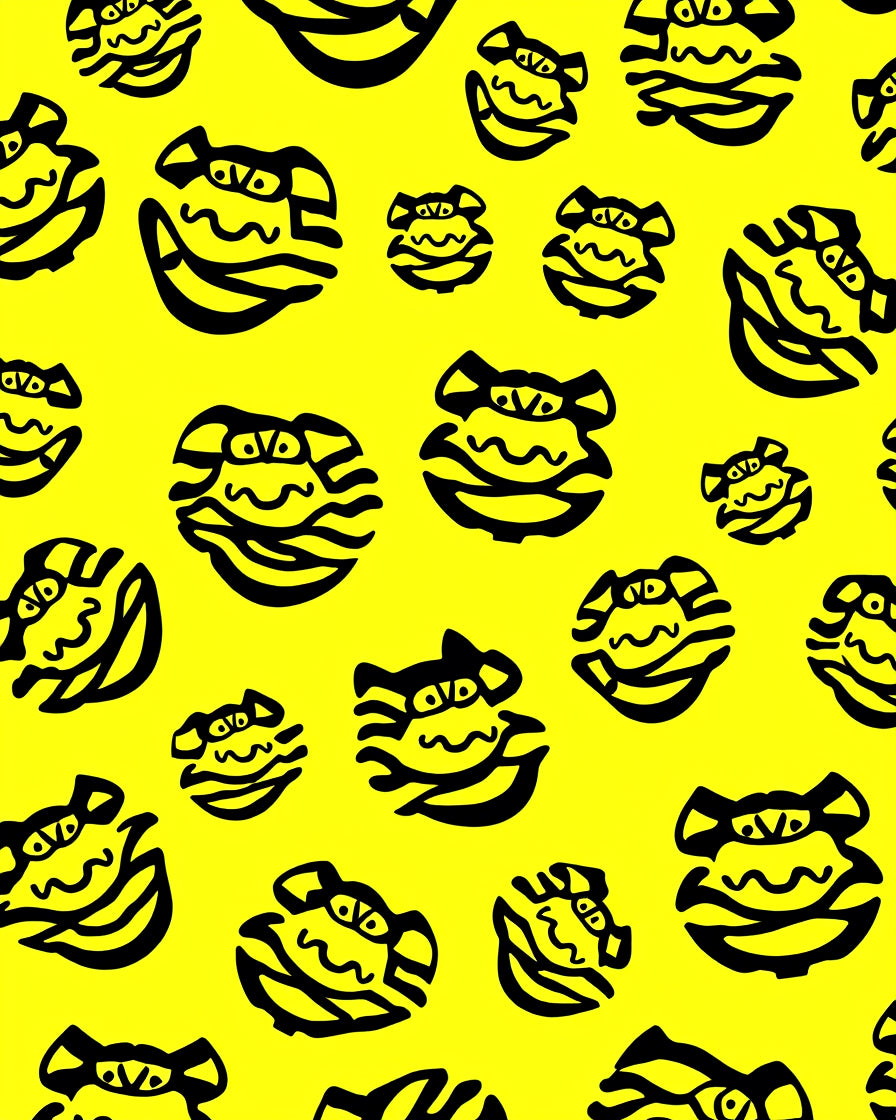 Bright Yellow Tribal Face Rug
