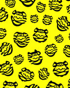 Bright Yellow Tribal Face Rug