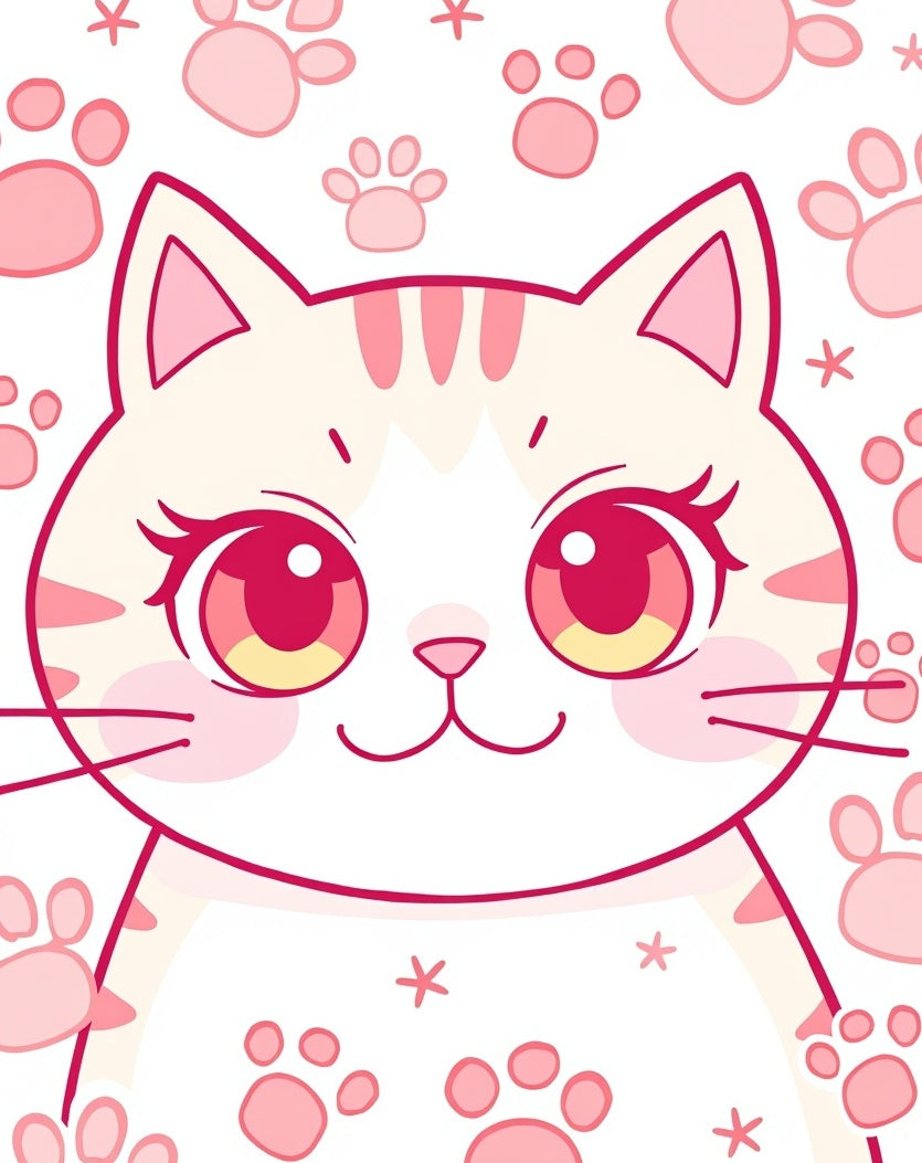 Sweet Pink Cat Paw Print Collection Rug